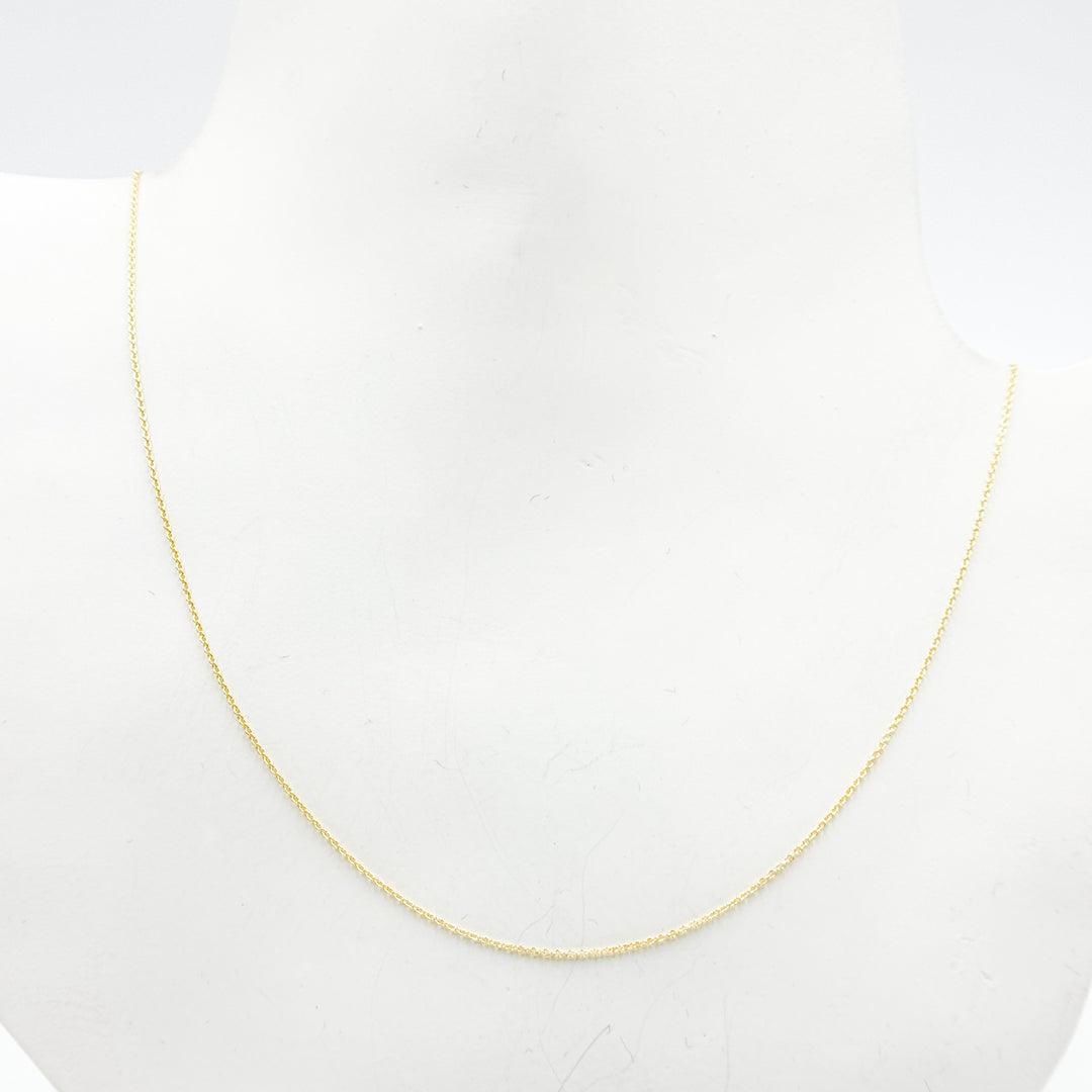 020R01LGJ08018K. 18K Solid Gold Cable 16 Inch Chain with Extender