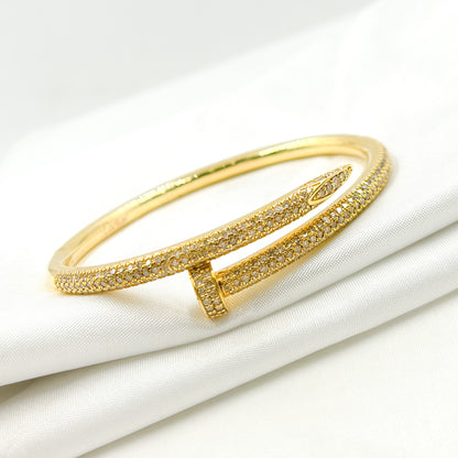 CGDP56. 14K Solid Gold Diamond Bangle