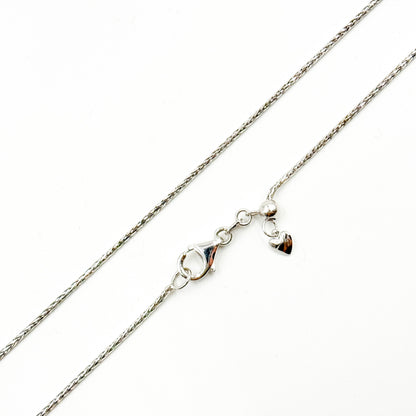 TRE005. 14k Solid White Gold Wheat Chain