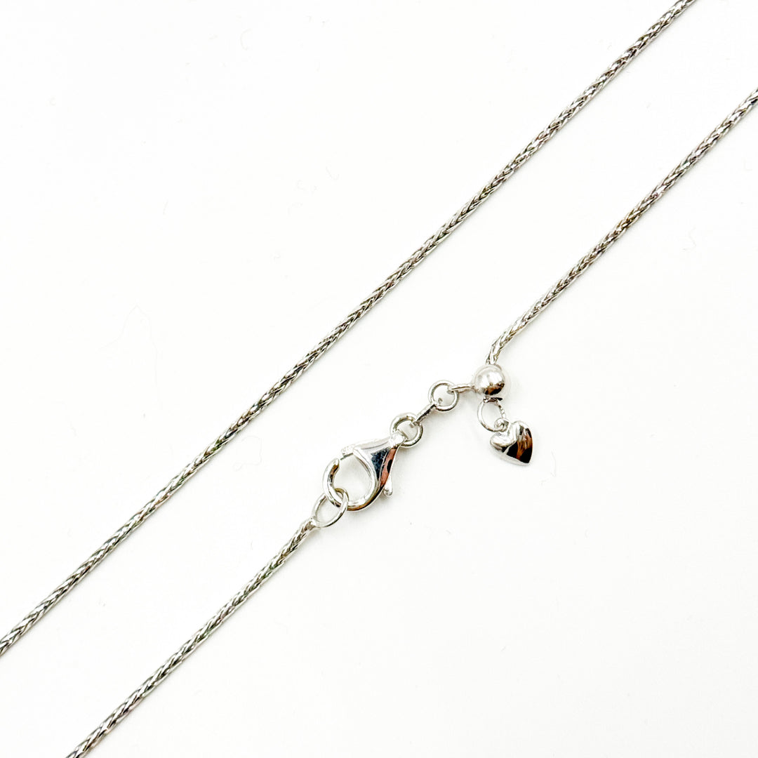 TRE005. 14k Solid White Gold Wheat Chain