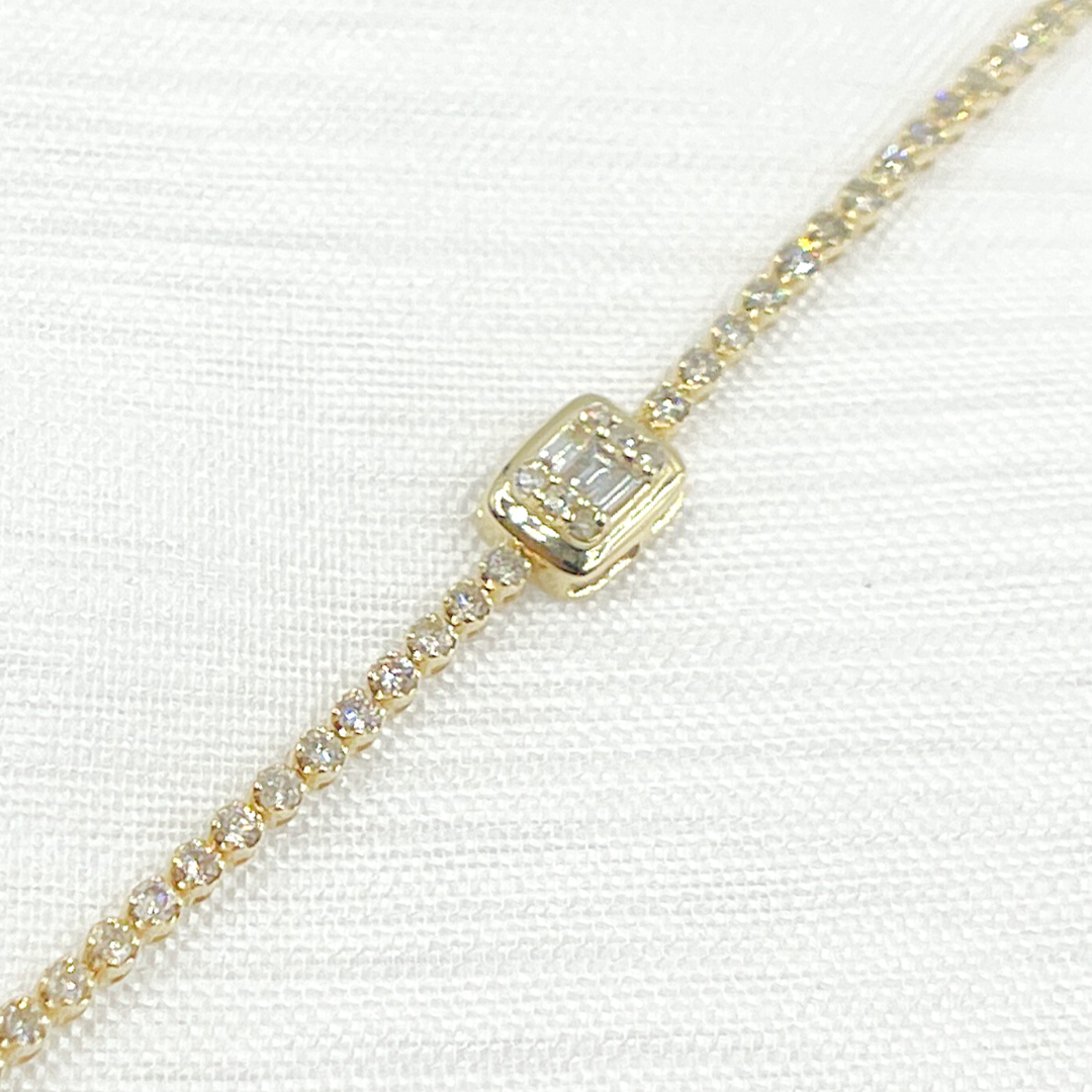 14k Solid Gold Diamond Bracelet. TJ0017