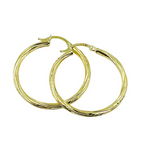 Load image into Gallery viewer, GER60. 14K Solid Gold Engraved Tornado Hoop Earrings
