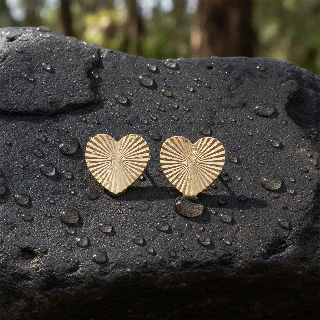 EFZ53562. 14K Solid Gold Heart Studs Earrings