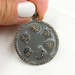 Load image into Gallery viewer, DP417A. Diamond Sterling Silver Round Enamel Pendant
