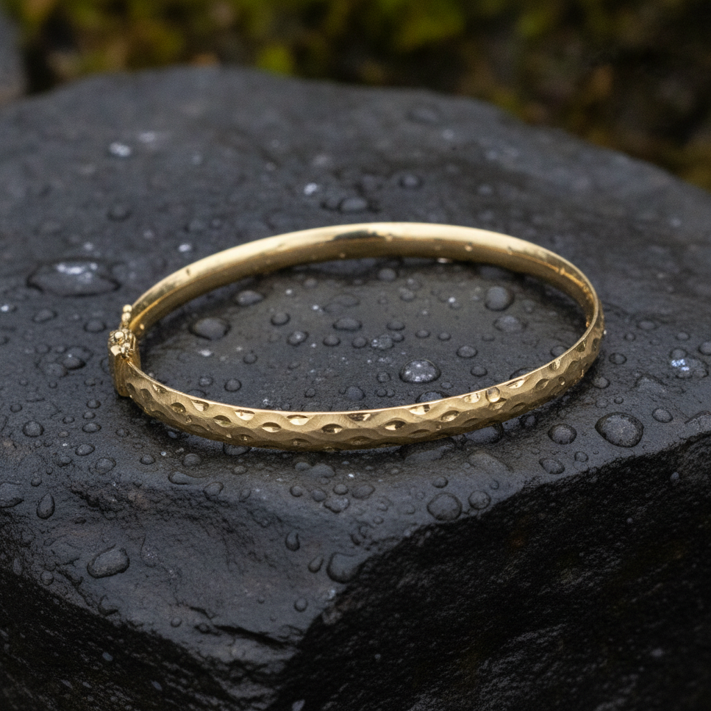 Bangle14. 14K Solid Gold Matte Textured Bangle