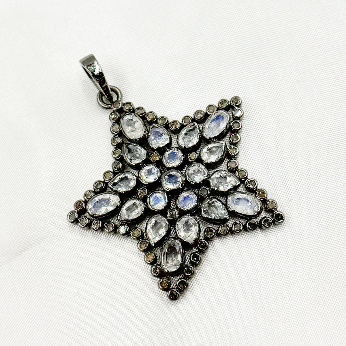 DSP030. Diamond Silver Star Gemstone Pendant
