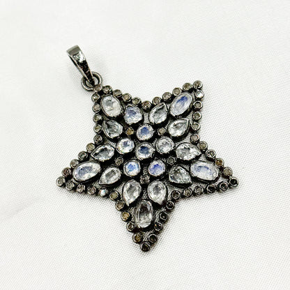 DSP030. Diamond Silver Star Gemstone Pendant