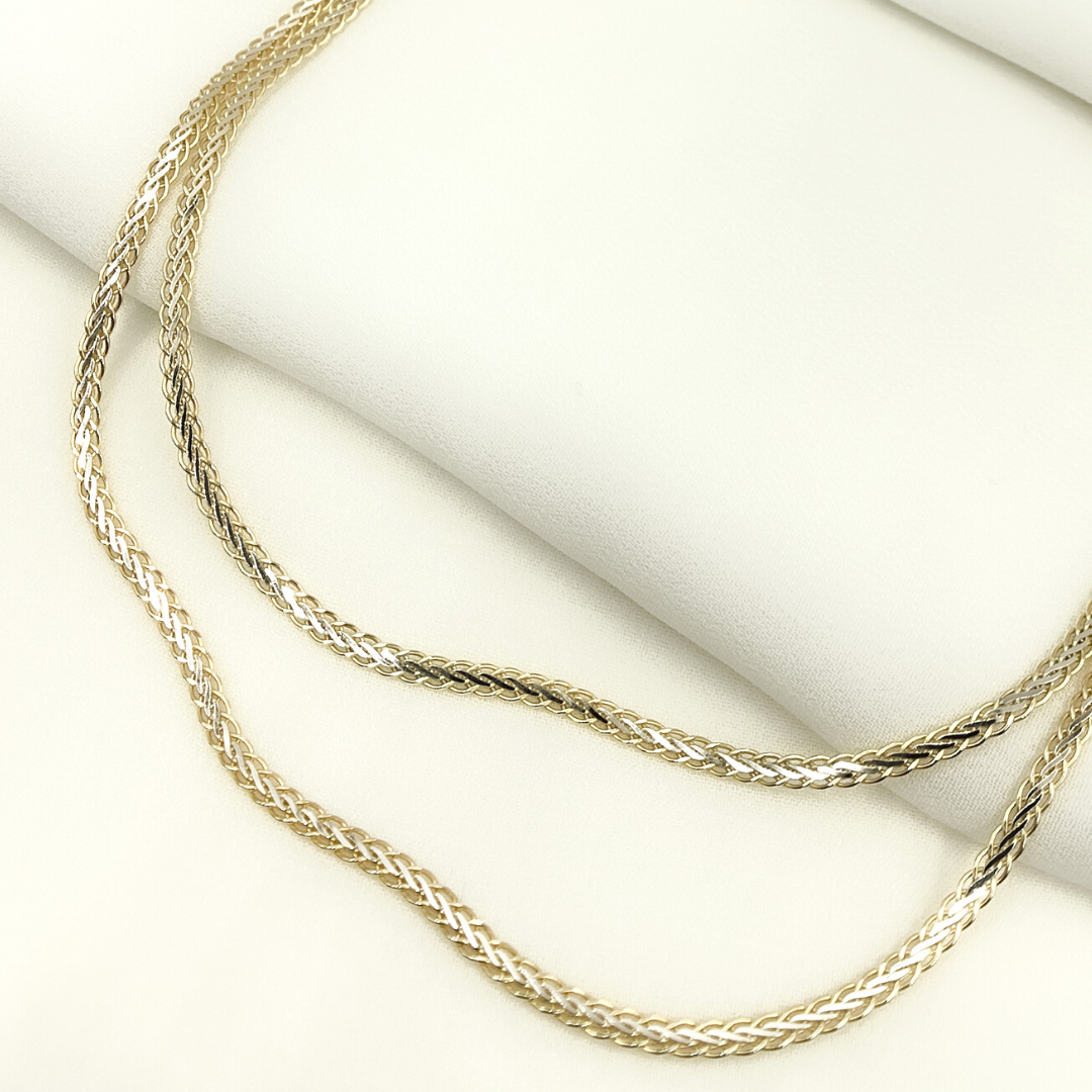 925 Sterling Silver & Gold Plated Flat Wheat Necklace. 0502213SGNecklace