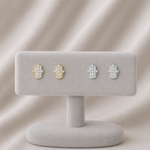 Load image into Gallery viewer, EFC54276. 14K Solid Gold Diamond Hamsa Hand Studs