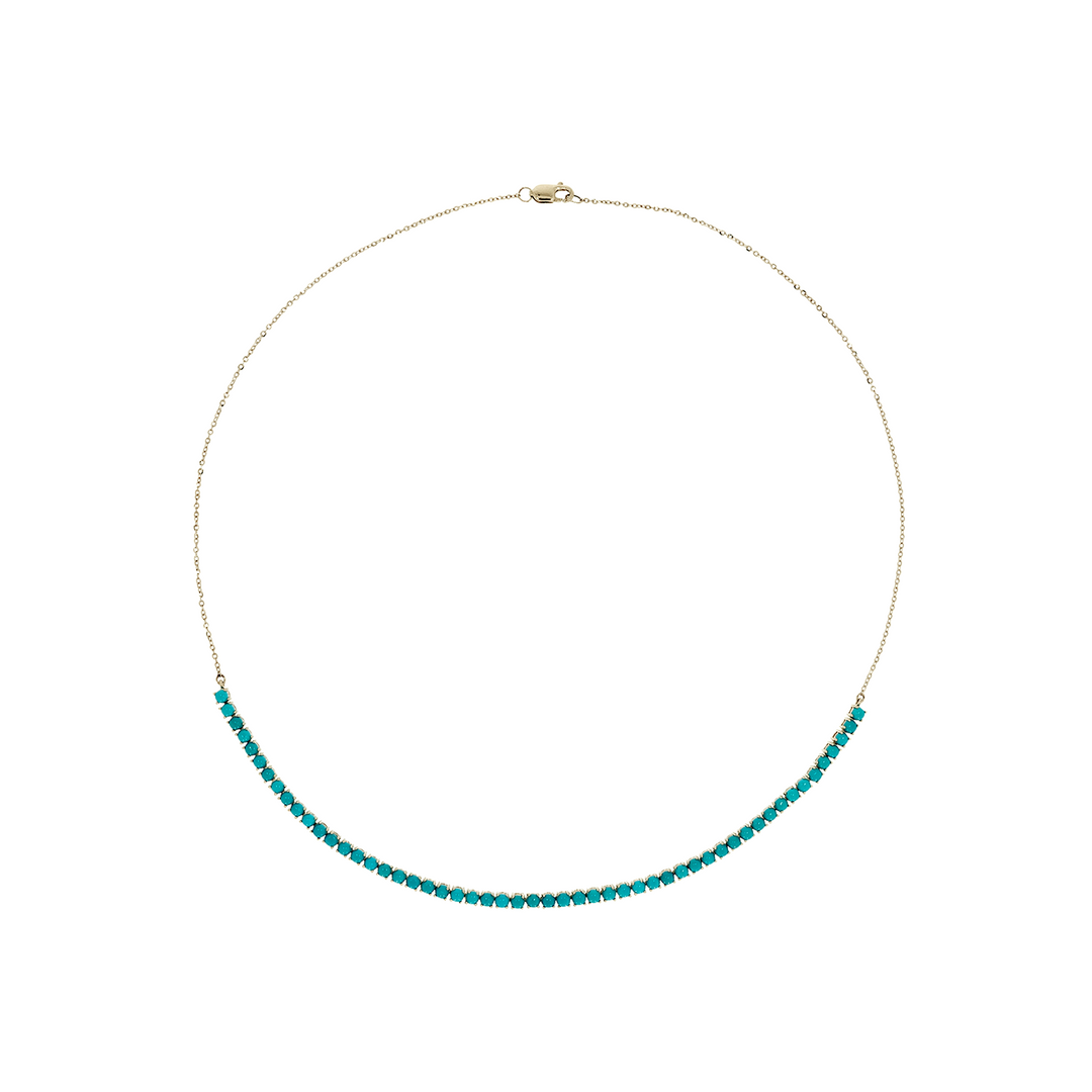 NFZ72587TQ. 14K Solid Gold Turquoise Fancy Necklace