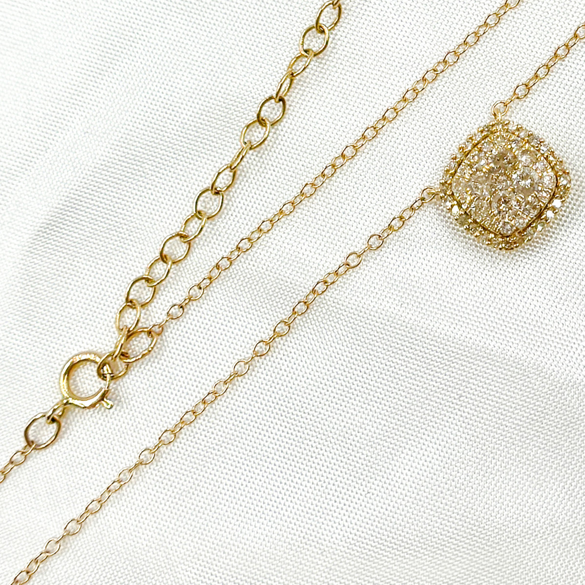 NFF71217. 14K Solid Gold Square Shaped Diamond Necklace
