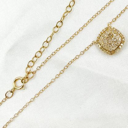 NFF71217. 14K Solid Gold Square Shaped Diamond Necklace