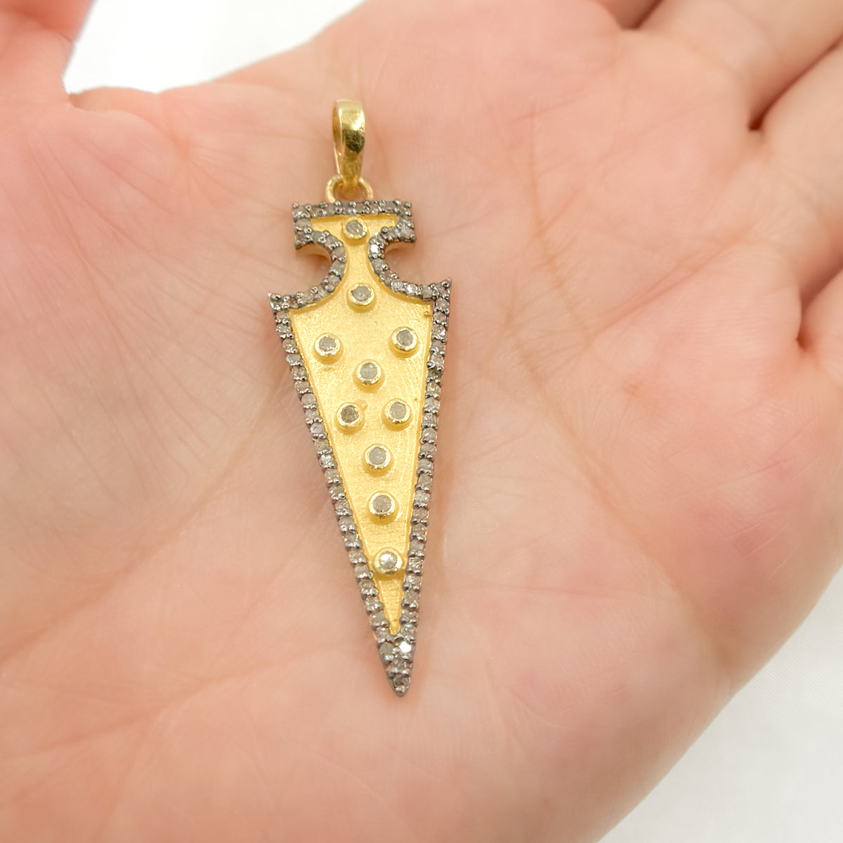 Diamond Silver Arrow Head Pendant with Gemstone