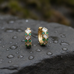 Load image into Gallery viewer, EHD57674EM. 18K Solid Gold Diamond and Emerald Earrings