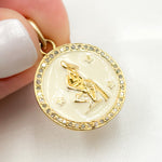 Load image into Gallery viewer, DP614A. Diamond Sterling Silver Round Aquarius Zodiac Enamel Pendant
