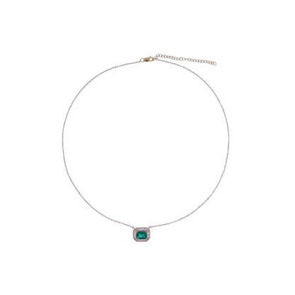 CN97216. 14K Solid Gold Octagon Gemstone Fancy Tiny Necklace