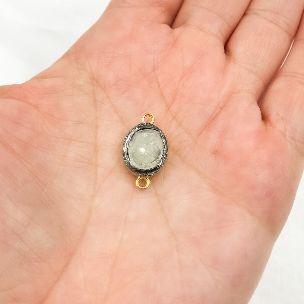 DC940A. Polki Diamond & Sterling Silver Small Connector
