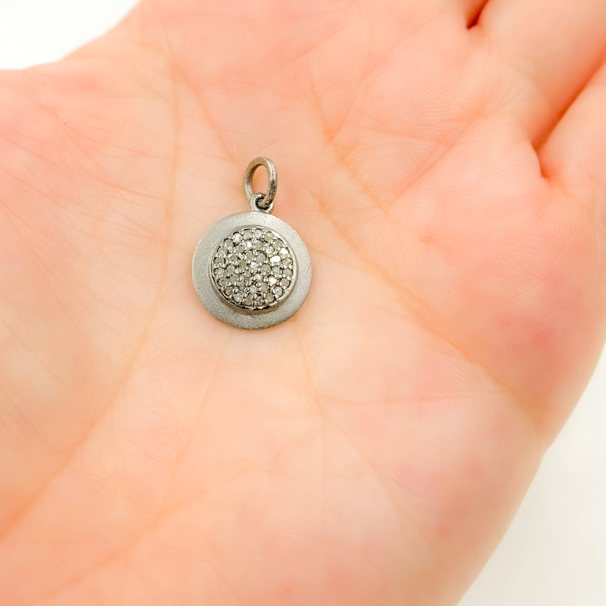 Diamond Sterling Silver Round Charm