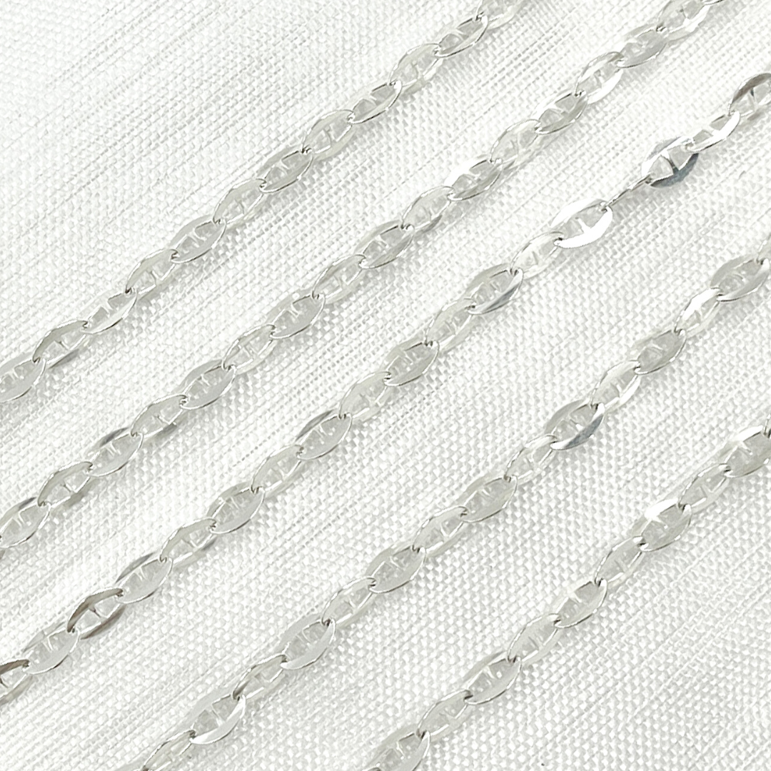 925 Sterling Silver Flat Marina Link Chain. Z51SS