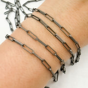 Black Rhodium Matte Sterling Silver Flat Paperclip Chains