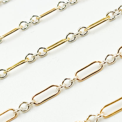 XM510TT. 1 Gold Filled Long & 3 Sterling Silver Short Link Chain