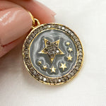 Load image into Gallery viewer, DP506A. Diamond Sterling Silver Star Round Enamel Pendant
