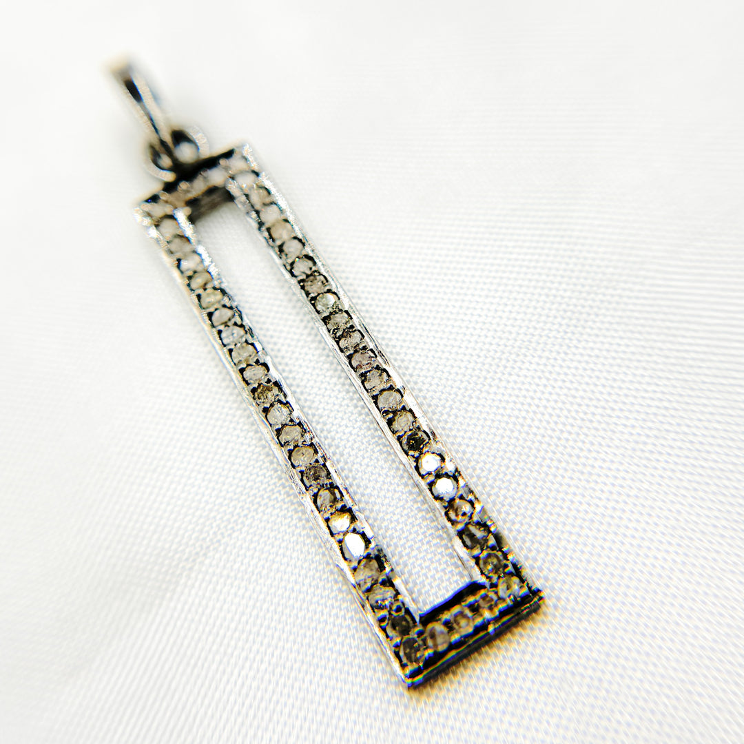 DC031. Diamond Sterling Silver Rectangle Pendant