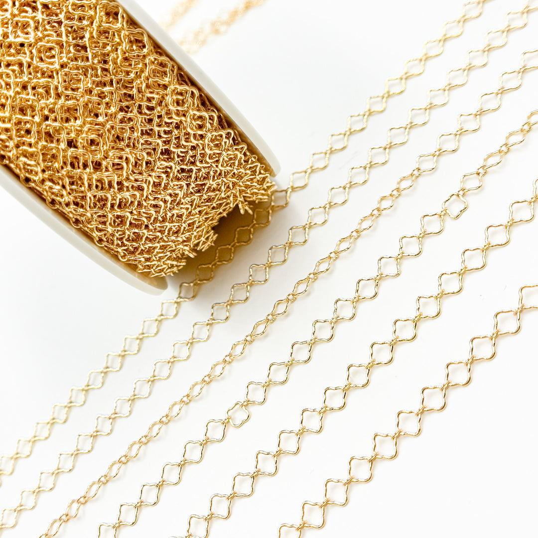 V296GF. 14K Gold Filled Clover and Oval Link Chain