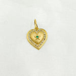 Load image into Gallery viewer, 14k Solid Gold Diamond and Emerald Heart Charm.  GDP627
