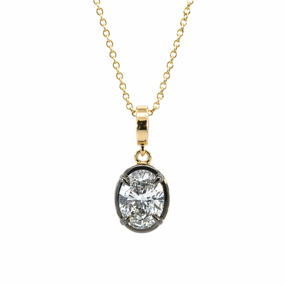 CMN00354. 14K Solid Gold Oval-Shaped Diamond Charm