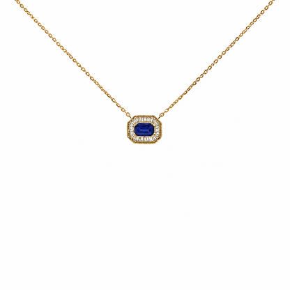 NT405922. 14K Solid Gold Octagon Gemstone Fancy Tiny Necklace