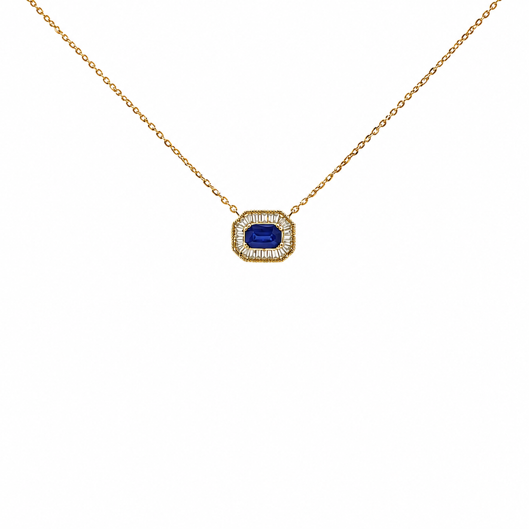 NT405922. 14K Solid Gold Octagon Gemstone Fancy Tiny Necklace