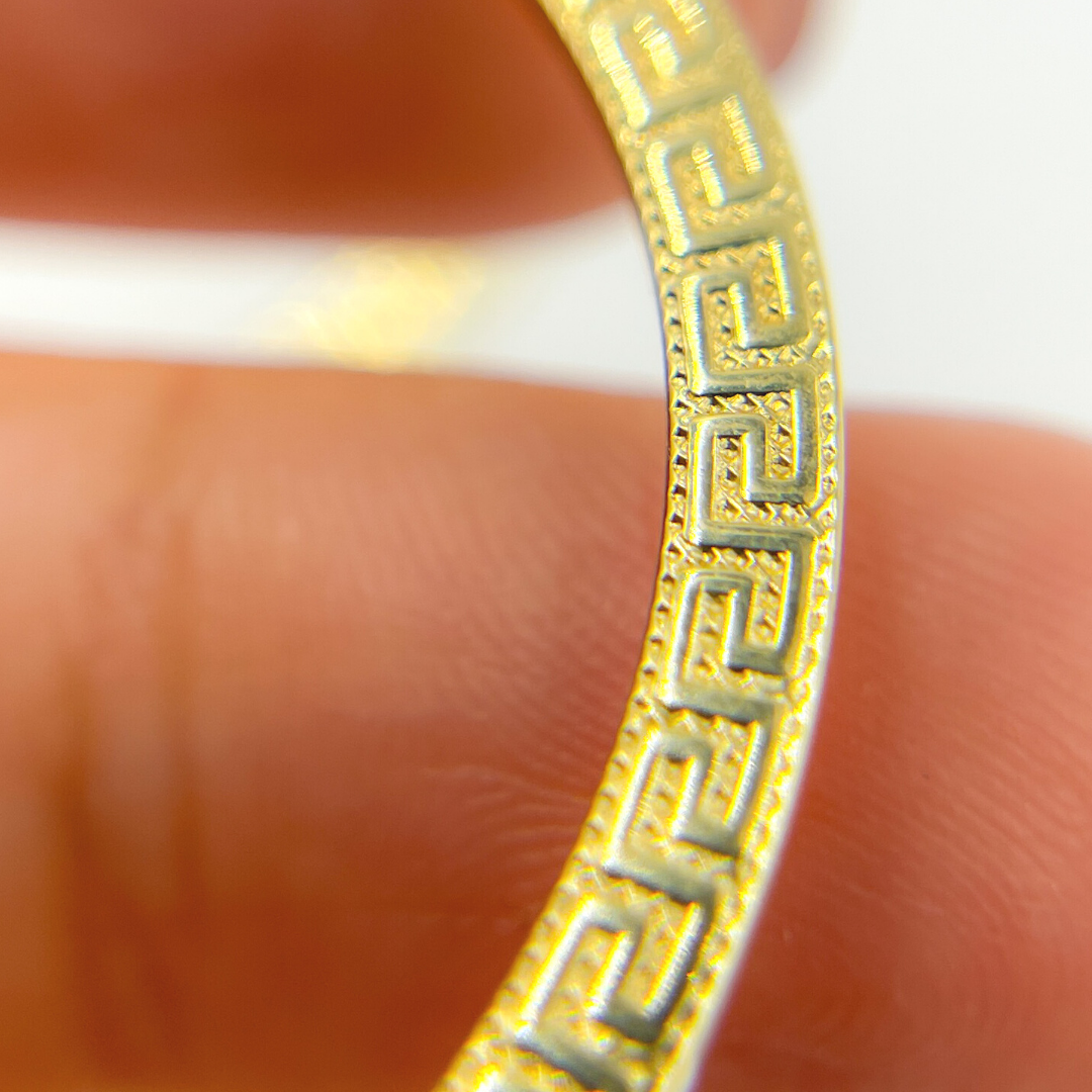GER123. 14K Solid Gold Hollow Hoop with Engraving