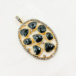 Load image into Gallery viewer, DSP018. Diamond Sterling Silver Oval Pendant With Gemstone
