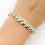 Load image into Gallery viewer, BNQ68518. 14K Solid Gold Twisted Fancy Bangle with Diamonds