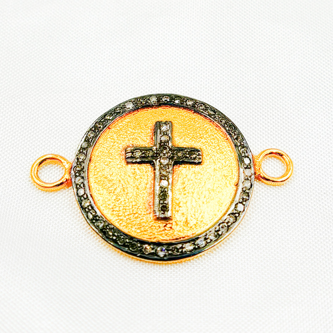 DC548. Diamond Sterling Silver Round Cross Connector