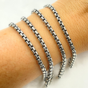 Oxidized Sterling Silver Smooth Box Chains