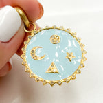 Load image into Gallery viewer, DP575A. Diamond Sterling Silver Round Enamel Pendant
