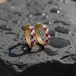 Load image into Gallery viewer, EHE56872. 14K Solid Gold Diamonds and Turquoise Hoops