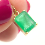 Load image into Gallery viewer, 14K Gold Emerald Rectangle Charm.  GDP475
