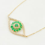 Load image into Gallery viewer, 14K Solid Gold Diamond and Emerald Eye Necklace. CN96322EM
