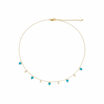 CN96312TQ5.14K Solid Gold Diamond and Gemstone Hearts Necklace