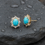 Load image into Gallery viewer, CE96209TQ8X6. 14k Solid Gold Diamond and Turquoise Stud Earrings