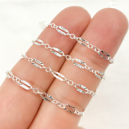 163SBSFSS. Sterling Silver Diamond Cut Marina Link Chain
