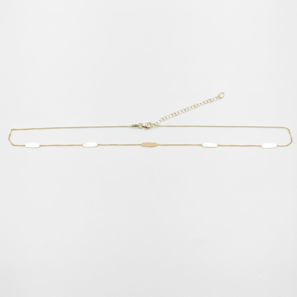 NK/BR4900. 14k Solid Yellow Gold Bars Link Necklace