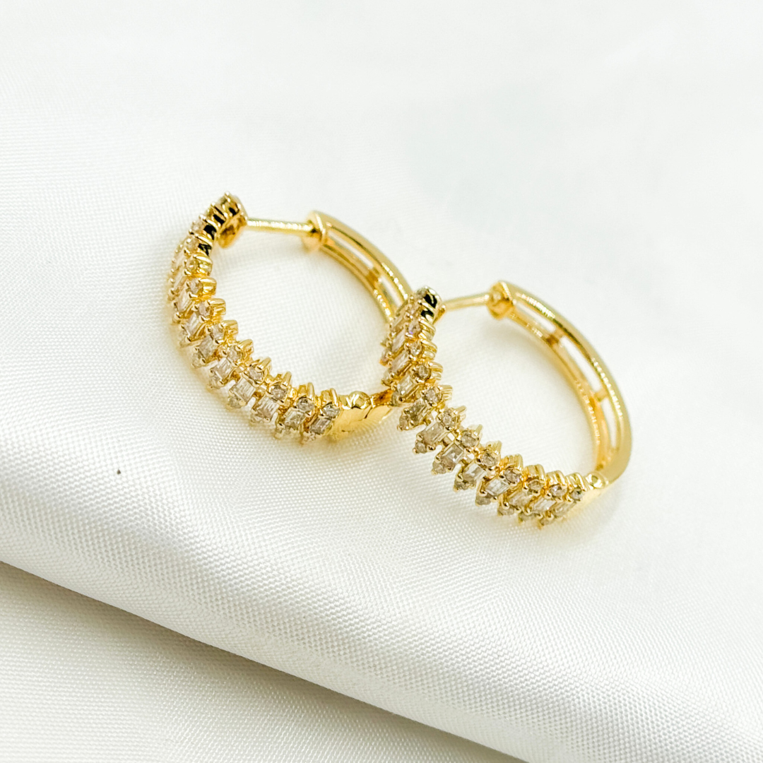 EHJ56873. 14k Solid Gold Diamond Hoops