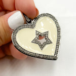 Load image into Gallery viewer, DP504A. Diamond Sterling Silver Heart and Star Enamel Pendant
