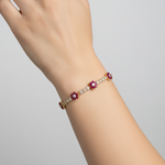 Load image into Gallery viewer, BR402699. 14k Solid Gold Diamond and Gemstone Fancy Flower Bracelet
