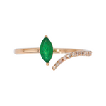 Load image into Gallery viewer, CR96475EM7X3.5. 14K Solid Gold Diamond and Leaf Emerald Ring
