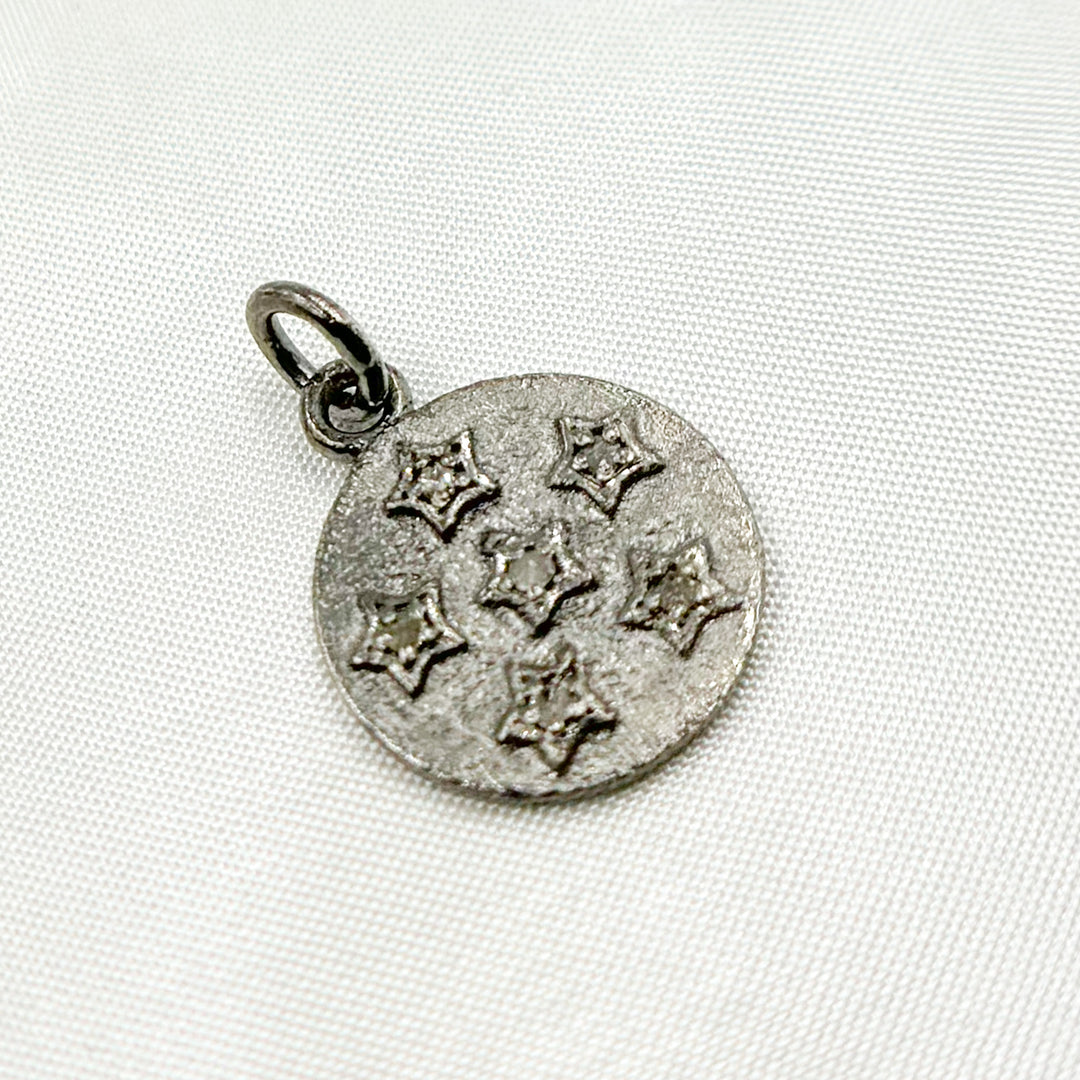 DC410. Diamond Sterling Silver Round Star Charm